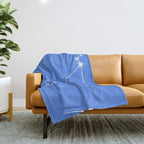 Capricorn Zodiac Star Constellation Line Art Bright Blue Throw Blanket Gallery Image 1
