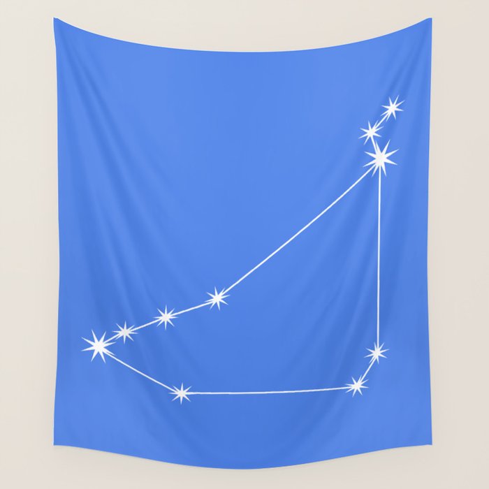 Capricorn Zodiac Star Constellation Line Art Bright Blue Wall Tapestry Gallery Image 4