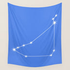 Capricorn Zodiac Star Constellation Line Art Bright Blue Wall Tapestry Gallery Image 4