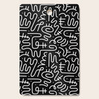 Abstract black and white line doodle pattern Cutting Board Gallery Image 1