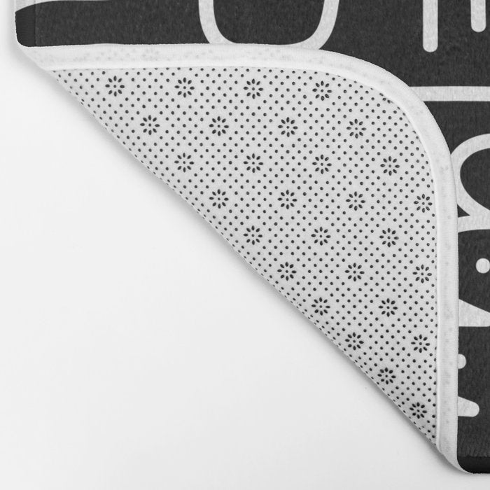 Abstract black and white line doodle pattern Bath Mat Gallery Image 2