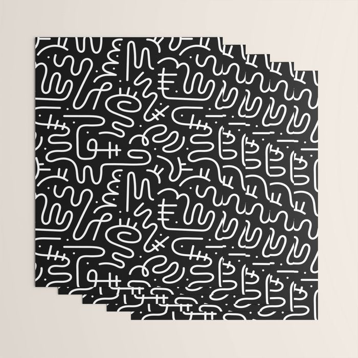 Abstract black and white line doodle pattern Wrapping Paper Gallery Image 3