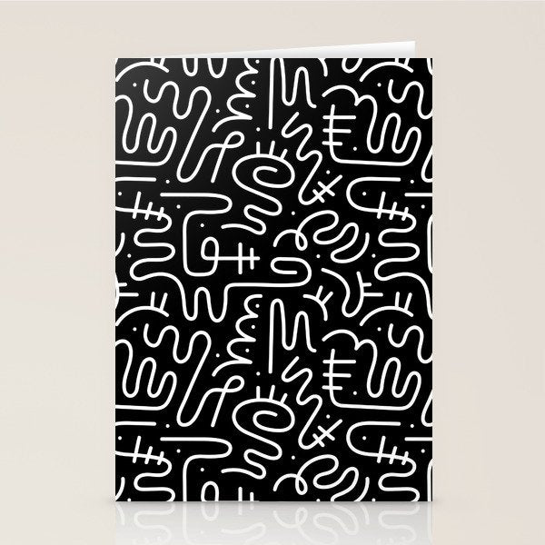 Abstract black and white line doodle pattern Stationery Card Gallery Image 2