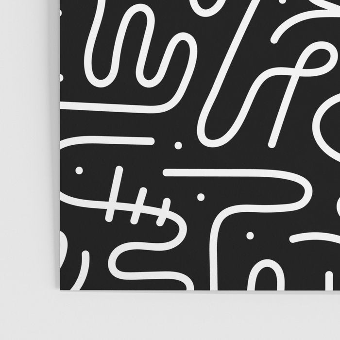 Abstract black and white line doodle pattern Poster Gallery Image 3