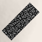 Abstract black and white line doodle pattern Yoga Mat Gallery Image 1