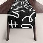 Abstract black and white line doodle pattern Table Runner Gallery Image 1