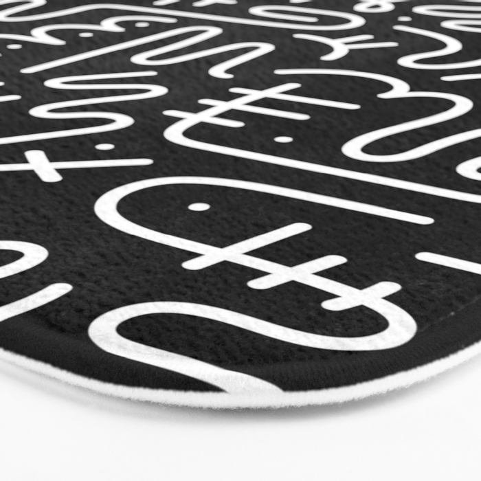 Abstract black and white line doodle pattern Bath Mat Gallery Image 3