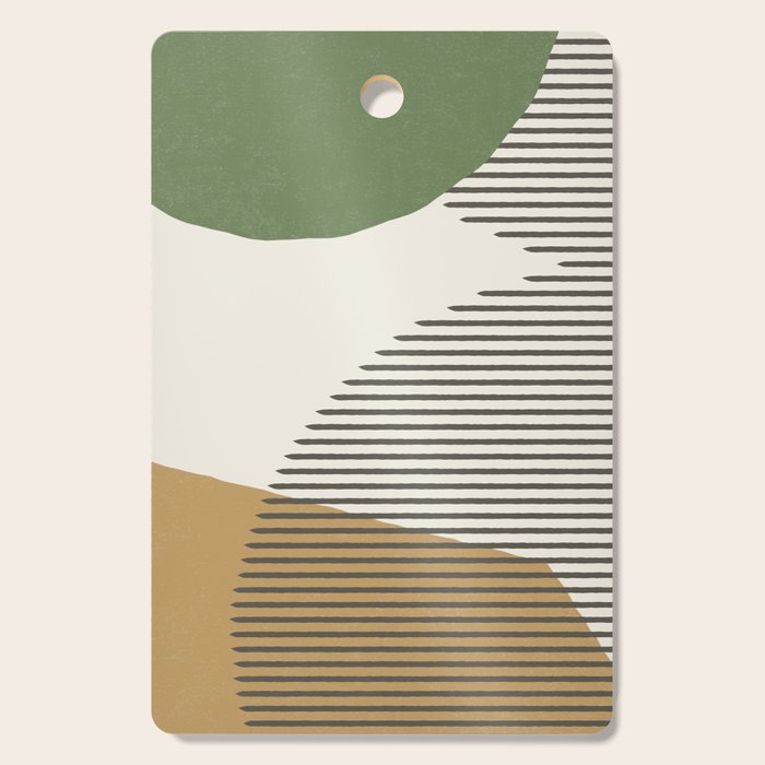 Lines Color Shapes - Green Black Gold Cutting Board Gallery Image 1