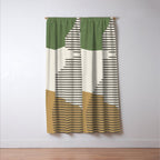 Lines Color Shapes - Green Black Gold Window Curtain Gallery Image 3