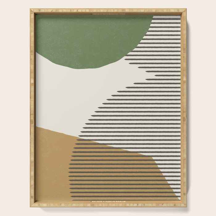 Lines Color Shapes - Green Black Gold Serving Tray Gallery Image 1