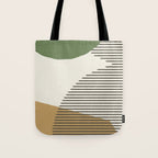 Lines Color Shapes - Green Black Gold Tote Bag Gallery Image 1