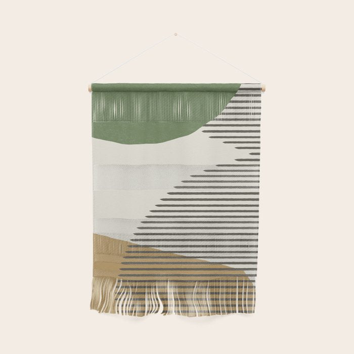 Lines Color Shapes - Green Black Gold Wall Hanging Gallery Image 1