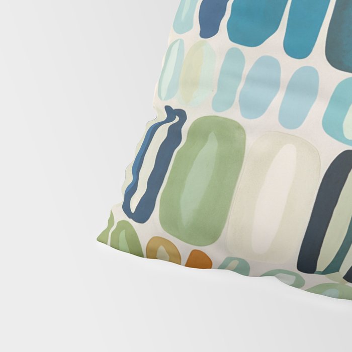 Mid Century Organic Pebble Pattern in Blue and Sage Pillow Sham Gallery Image 4