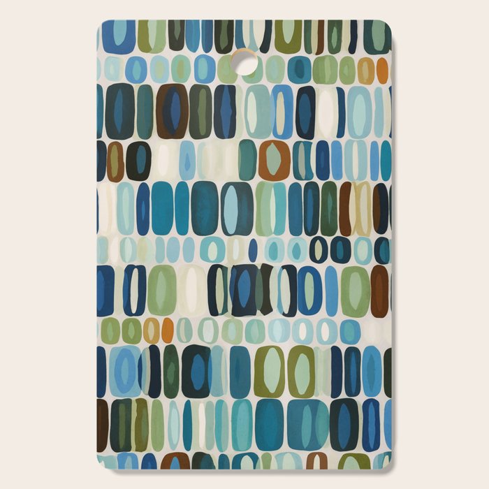 Mid Century Organic Pebble Pattern in Blue and Sage Cutting Board Gallery Image 1