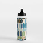 Mid Century Organic Pebble Pattern in Blue and Sage Water Bottle Gallery Image 3