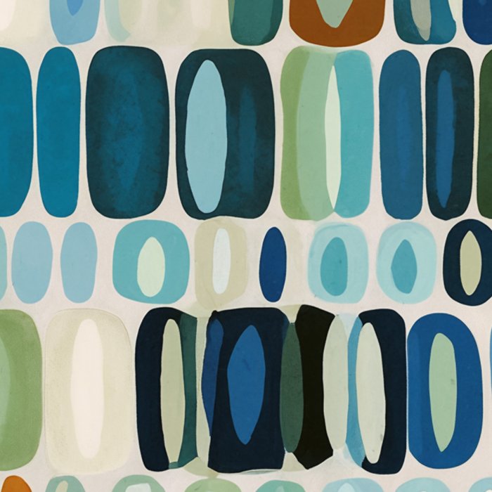 Mid Century Organic Pebble Pattern in Blue and Sage Coffee Mug Gallery Image 2