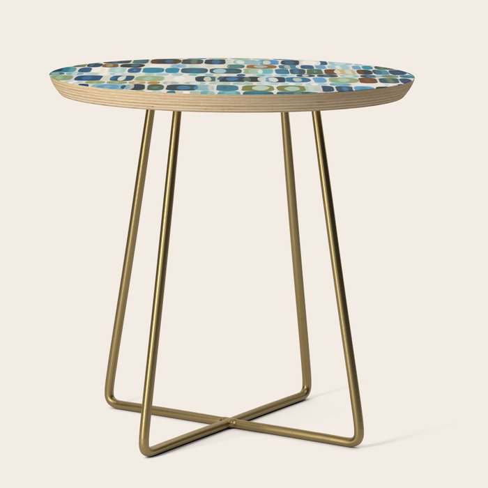 Mid Century Organic Pebble Pattern in Blue and Sage Side Table Gallery Image 1