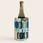 Mid Century Organic Pebble Pattern in Blue and Sage Wine Chiller Gallery Image 1