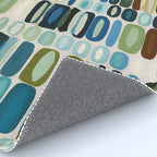 Mid Century Organic Pebble Pattern in Blue and Sage Rug Gallery Image 4