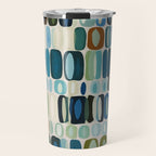 Mid Century Organic Pebble Pattern in Blue and Sage Travel Mug Gallery Image 1