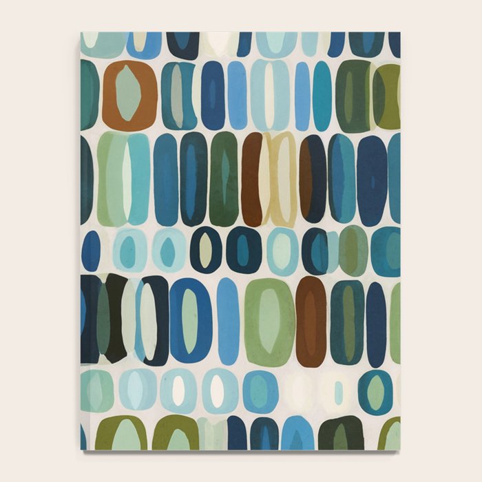 Mid Century Organic Pebble Pattern in Blue and Sage Notebook Gallery Image 4