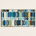 Mid Century Organic Pebble Pattern in Blue and Sage Desk Mat Gallery Image 3