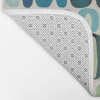 Mid Century Organic Pebble Pattern in Blue and Sage Bath Mat Gallery Image 2
