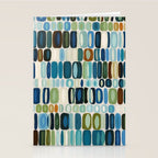 Mid Century Organic Pebble Pattern in Blue and Sage Stationery Card Gallery Image 2