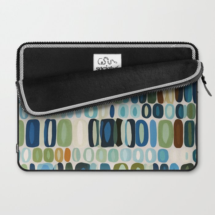 Mid Century Organic Pebble Pattern in Blue and Sage Laptop Sleeve Gallery Image 2