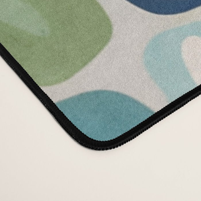 Mid Century Organic Pebble Pattern in Blue and Sage Desk Mat Gallery Image 4