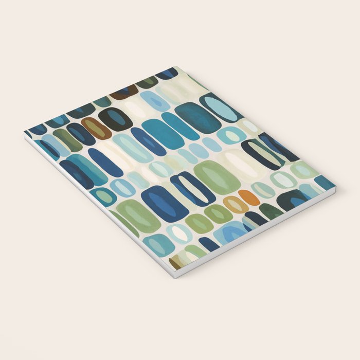 Mid Century Organic Pebble Pattern in Blue and Sage Notebook Gallery Image 3