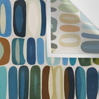 Mid Century Organic Pebble Pattern in Blue and Sage Wall Tapestry Gallery Image 3