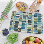 Mid Century Organic Pebble Pattern in Blue and Sage Cutting Board Gallery Image 2