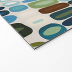 Mid Century Organic Pebble Pattern in Blue and Sage Welcome Mat Gallery Image 2