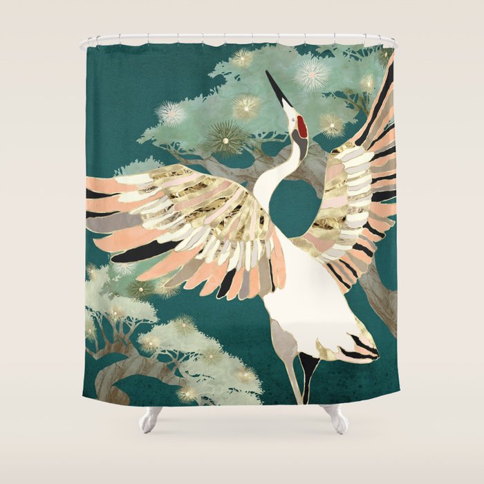 Golden Crane Shower Curtain Gallery Image 1