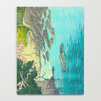Vintage Japanese Woodblock Print Beautiful Water Creek Grey Rocks Green Trees Notebook Gallery Image 4