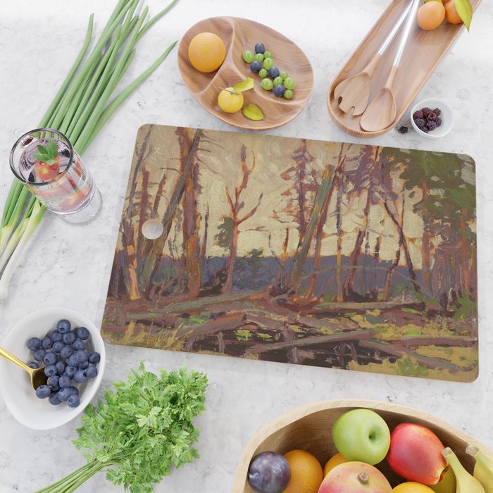 Tom Thomson Burnt Country, Evening 1914 Canadian Landscape Artist Cutting Board Gallery Image 2