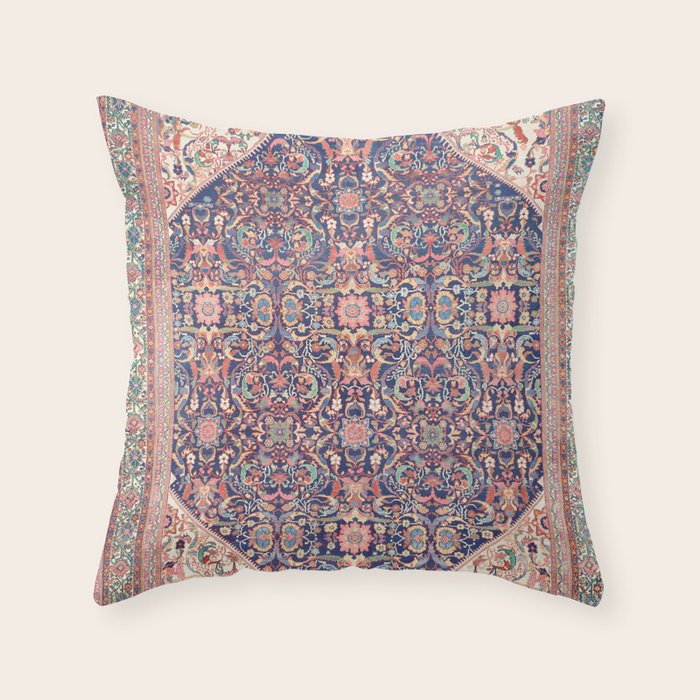 Antique Turkish Kilim Carpet Print 05 Throw Pillow Gallery Image 1