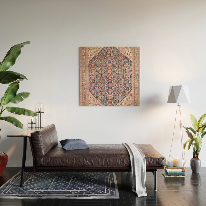 Antique Turkish Kilim Carpet Print 05 Wood Wall Art Gallery Image 2