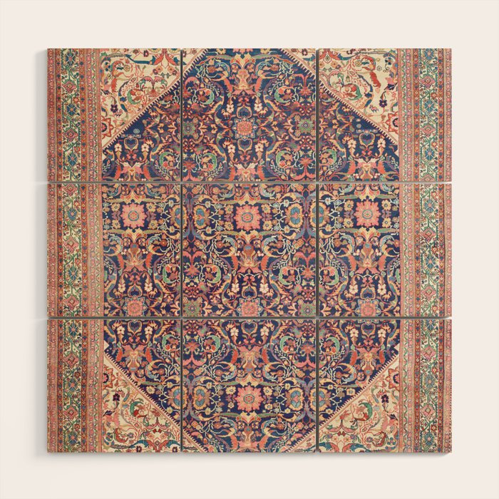 Antique Turkish Kilim Carpet Print 05 Wood Wall Art