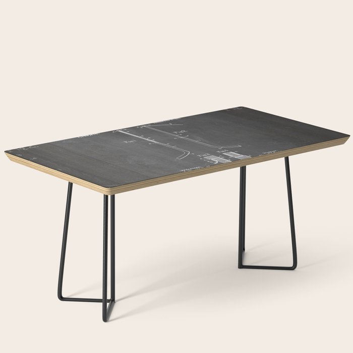 Ice Hockey Stick Patent - Ice Hockey Art - Black Chalkboard Coffee Table Gallery Image 1