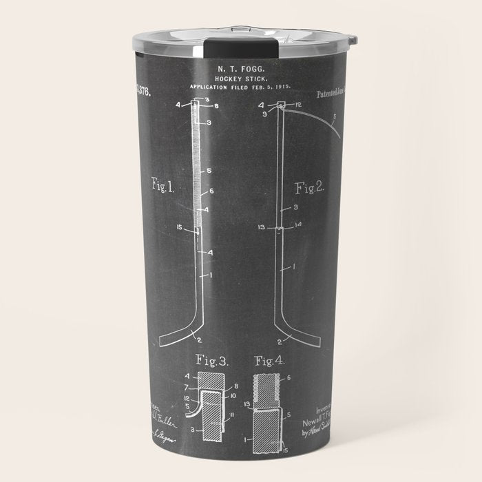 Ice Hockey Stick Patent - Ice Hockey Art - Black Chalkboard Travel Mug Gallery Image 1