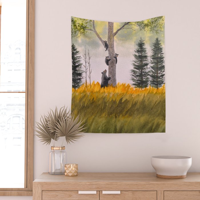 Bears In The Blue Ridge Mountains Wall Tapestry Gallery Image 2