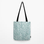 Herringbone, Teal, Boho Art Tote Bag Gallery Image 2