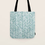 Herringbone, Teal, Boho Art Tote Bag Gallery Image 1
