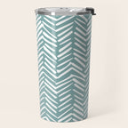 Herringbone, Teal, Boho Art Travel Mug Gallery Image 2