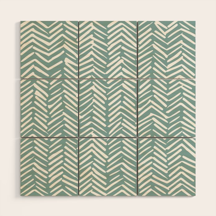 Herringbone, Teal, Boho Art Wood Wall Art Gallery Image 1