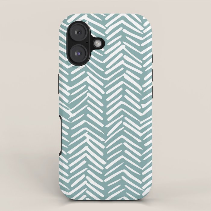 Herringbone, Teal, Boho Art iPhone Case Gallery Image 1