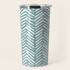 Herringbone, Teal, Boho Art Travel Mug Gallery Image 1