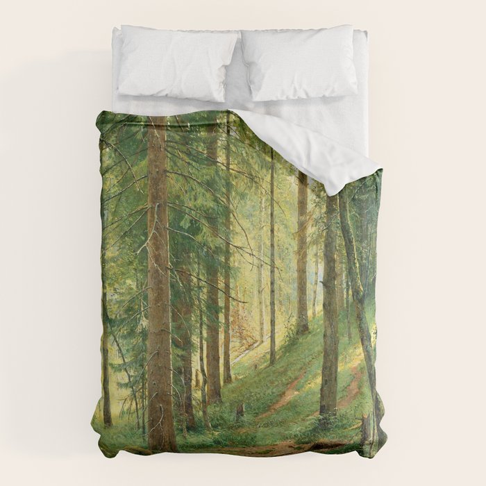 Ivan Shishkin "Stream in the Forest (On the Hillside)" Duvet Cover Gallery Image 6